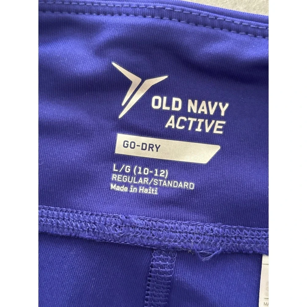 Old Navy Active Leggings L (10-12) New Floral Go-Dry Blue Colorblock Tights